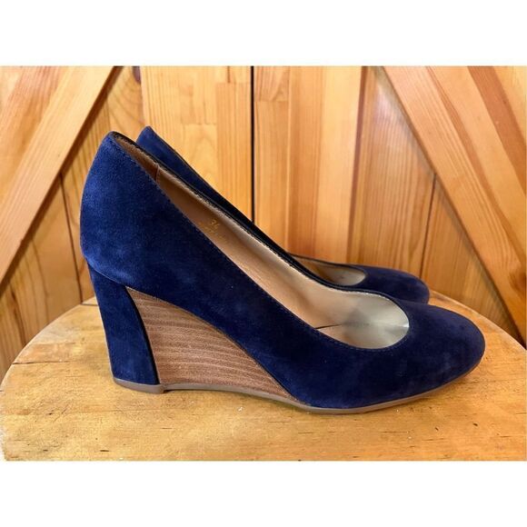 Tod’s GOMMA T75 SUEDE WEDGE IN NAVY BLUE size 34/4 - Picture 1 of 7